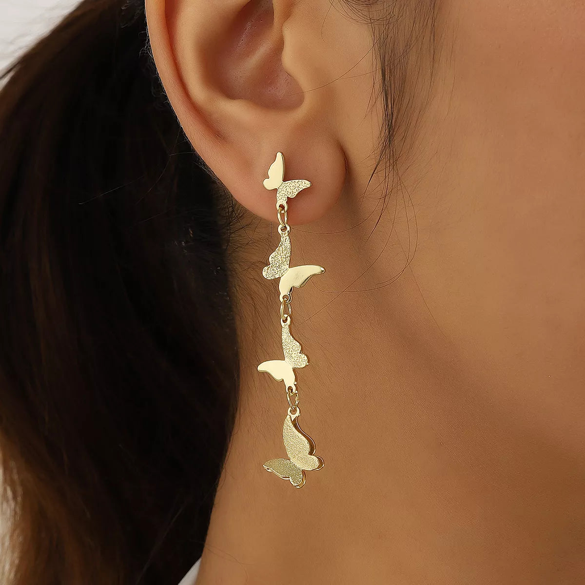 18K Gold-Plated Alloy Butterfly Earrings
