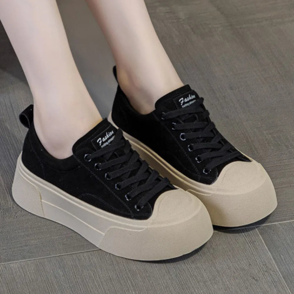 Round Toe Lace Up Platform Sneakers