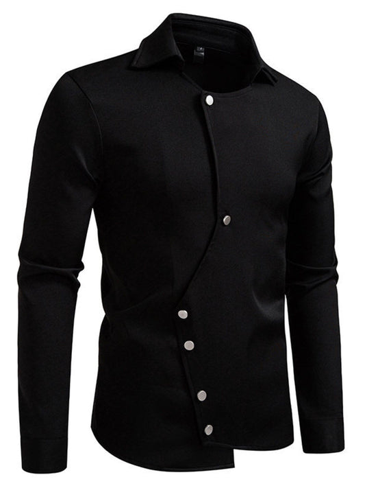 Men's Asymmetrical Button-Down Long Sleeve Shirt