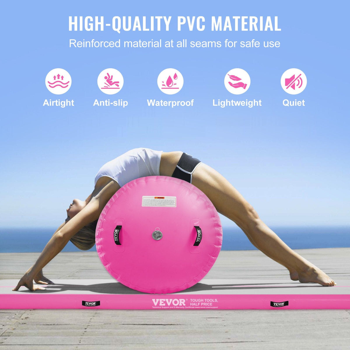 VEVOR Inflatable Gymnastics Air Mat Set, 2 PCS Tumbling Mat, Tumble Track With Electric Pump, Air Roller Barrel Gymnastics Equipment, Training Mats For Home Use Gym Yoga Cheerleading Beach Park Water