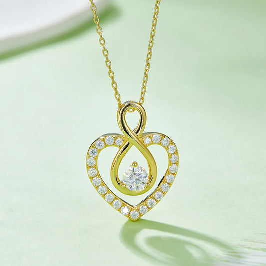 1 Carat Moissanite 925 Sterling Silver Heart Shape Necklace