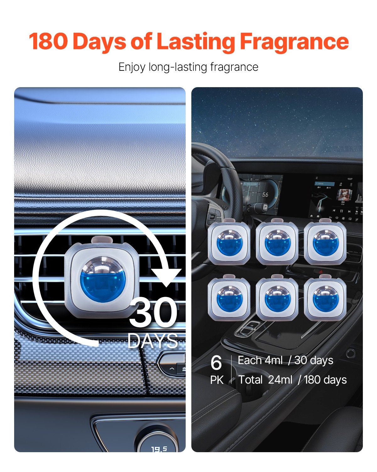 Car Air Freshener 6-Pack New Car Scent Vent Clip 4ml Each Vent Air Fresheners
