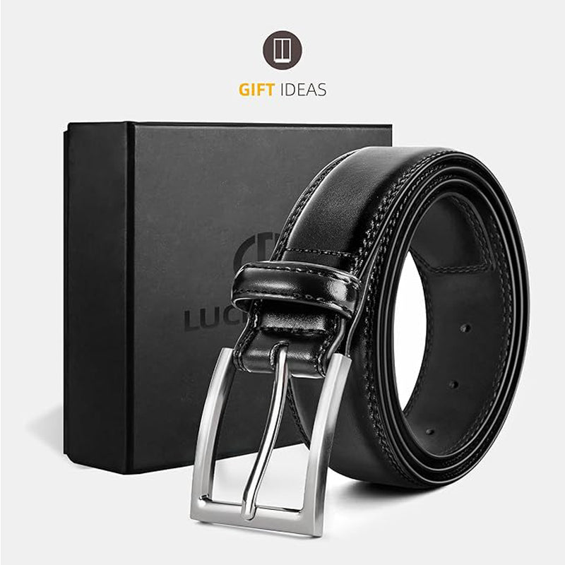 Black 100cm Womens Genuine Leather Dress Belt Classic Casual Belt With Single Prong Buckle For Jeans Pants Work And Business
