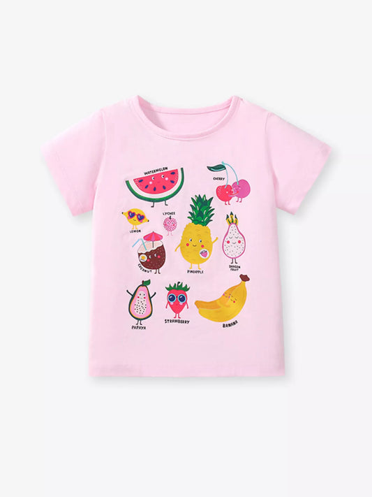 Children's Fruit Print Short Sleeve T-Shirt