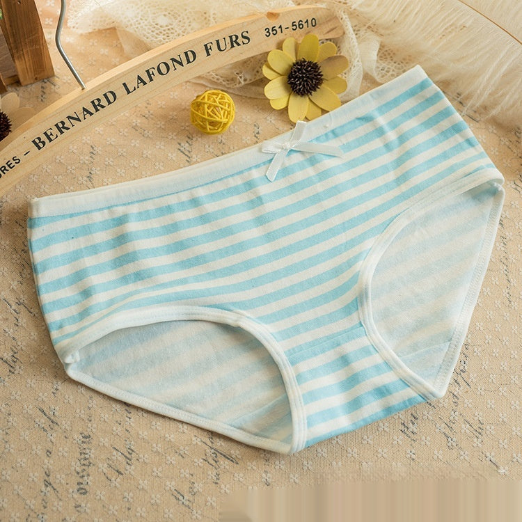 Striped Navy Style Bow Cute Women's Panties