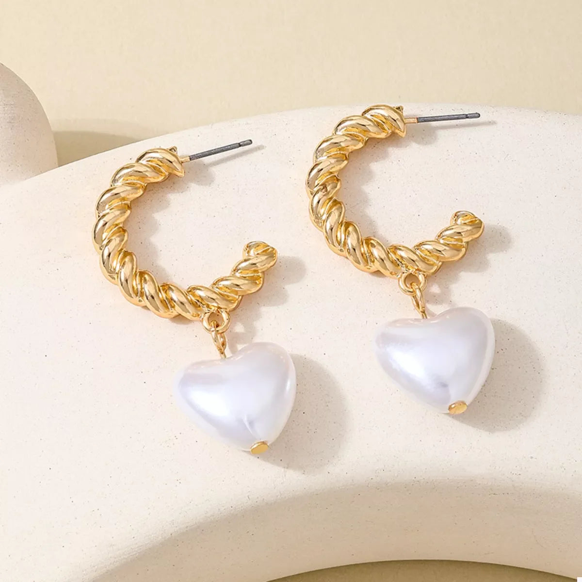 18K Gold-Plated C-Hoop Heart Earrings