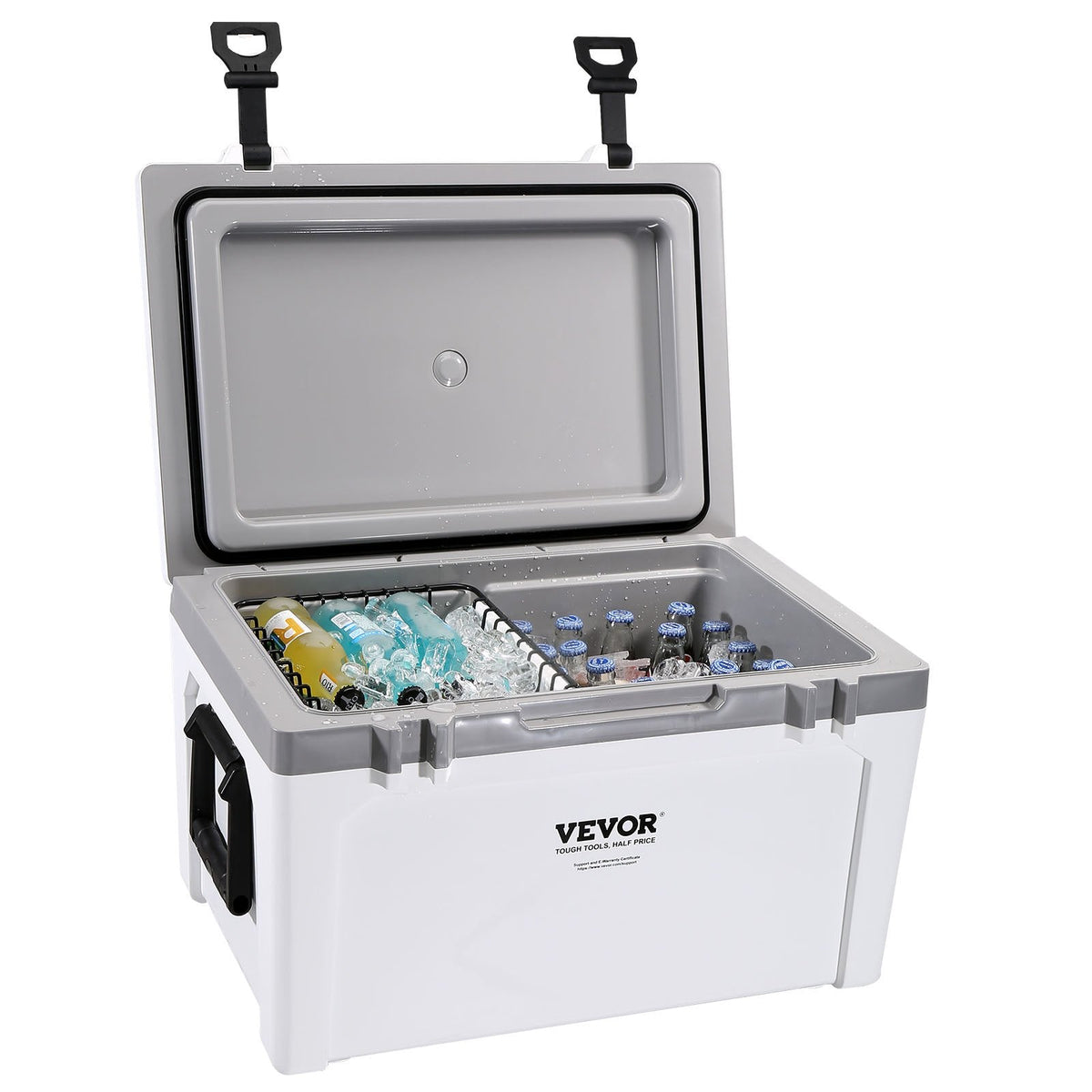 Insulated Portable Cooler, 52 Qt, Holds 50 Cans, Ice Retention Hard Cooler With Heavy Duty Handle, Ice Chest Lunch Box For Camping, Beach, Picnic, Travel, Outdoor, Keeps Cool For Up To 6 Days