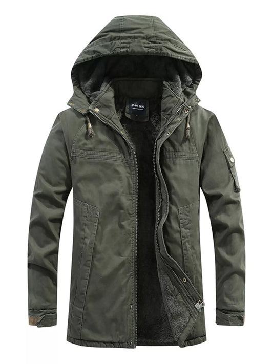 Men's Plus Size Winter Warm Hooded Zip Up Jacket