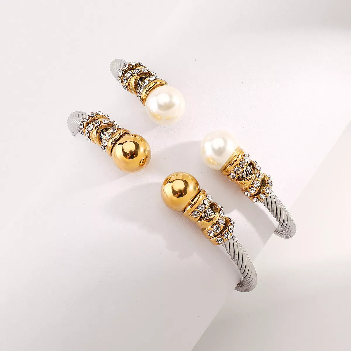 Synthetic Pearl Stainless Steel Bracelet