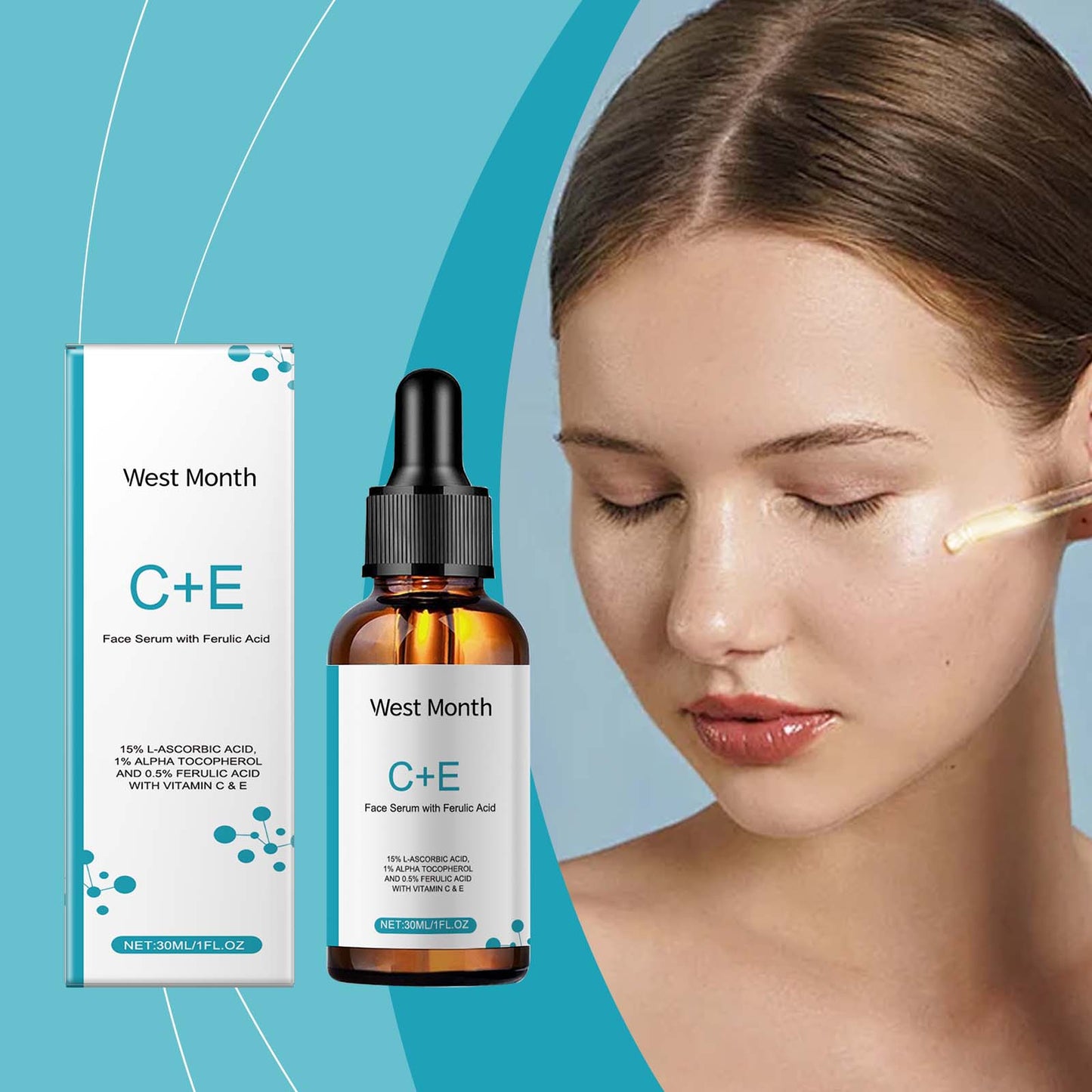 West&Month Vitamin C Facial Serum, Moisturizing, Moisturizing, Brightening And Revitalizing Skin Care