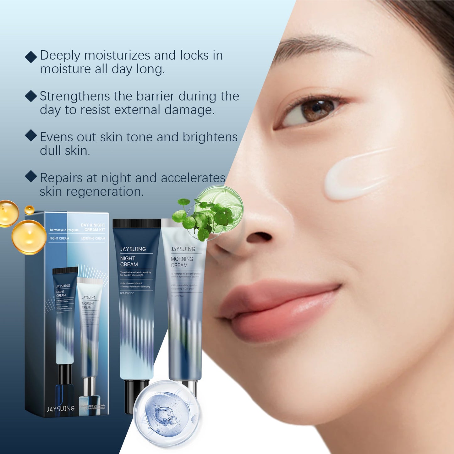 Jaysuing Day & Night Cream 2 Sets 31 Shield Cream Moisturizing And Moisturizing Skin 102 Night Cream Repairing Skin