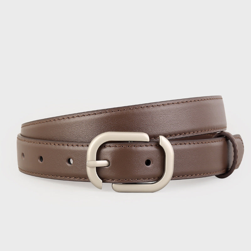 Leather Belt with Silver Buckle