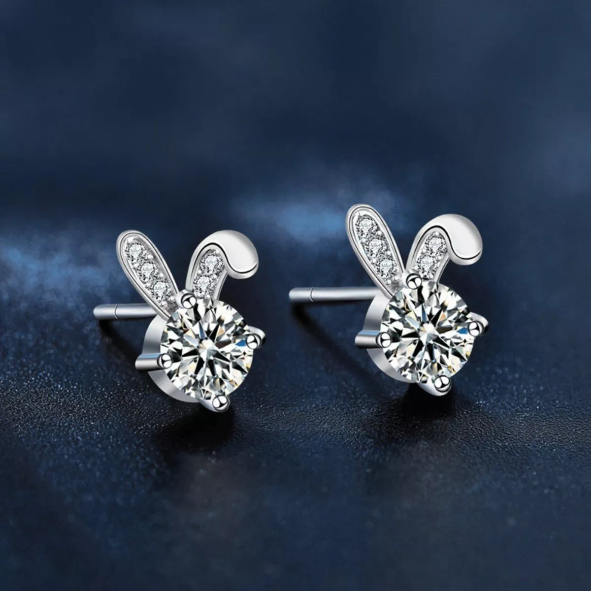 Moissanite 925 Sterling Silver Rabbit Stud Earrings
