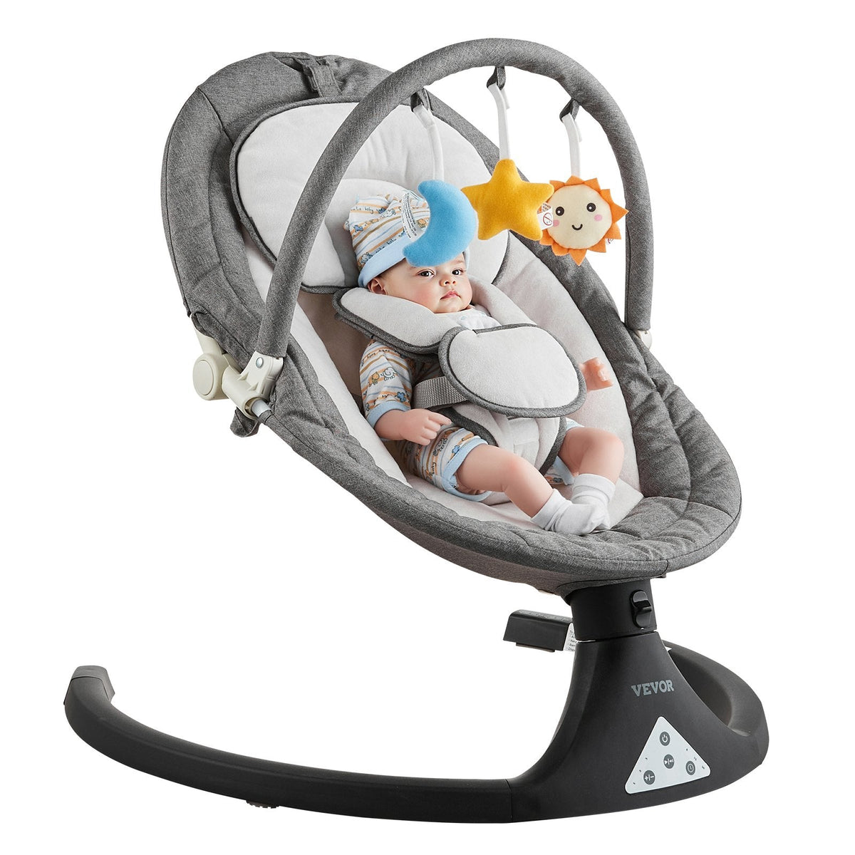 Baby Swing For Infants 5 Speeds 3 Seat Positions Remote Control Toy Bar 3 Toys