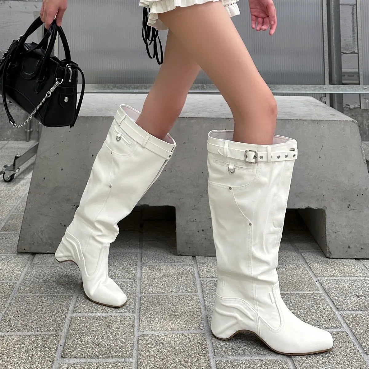 Square Toe Block Heels Boots