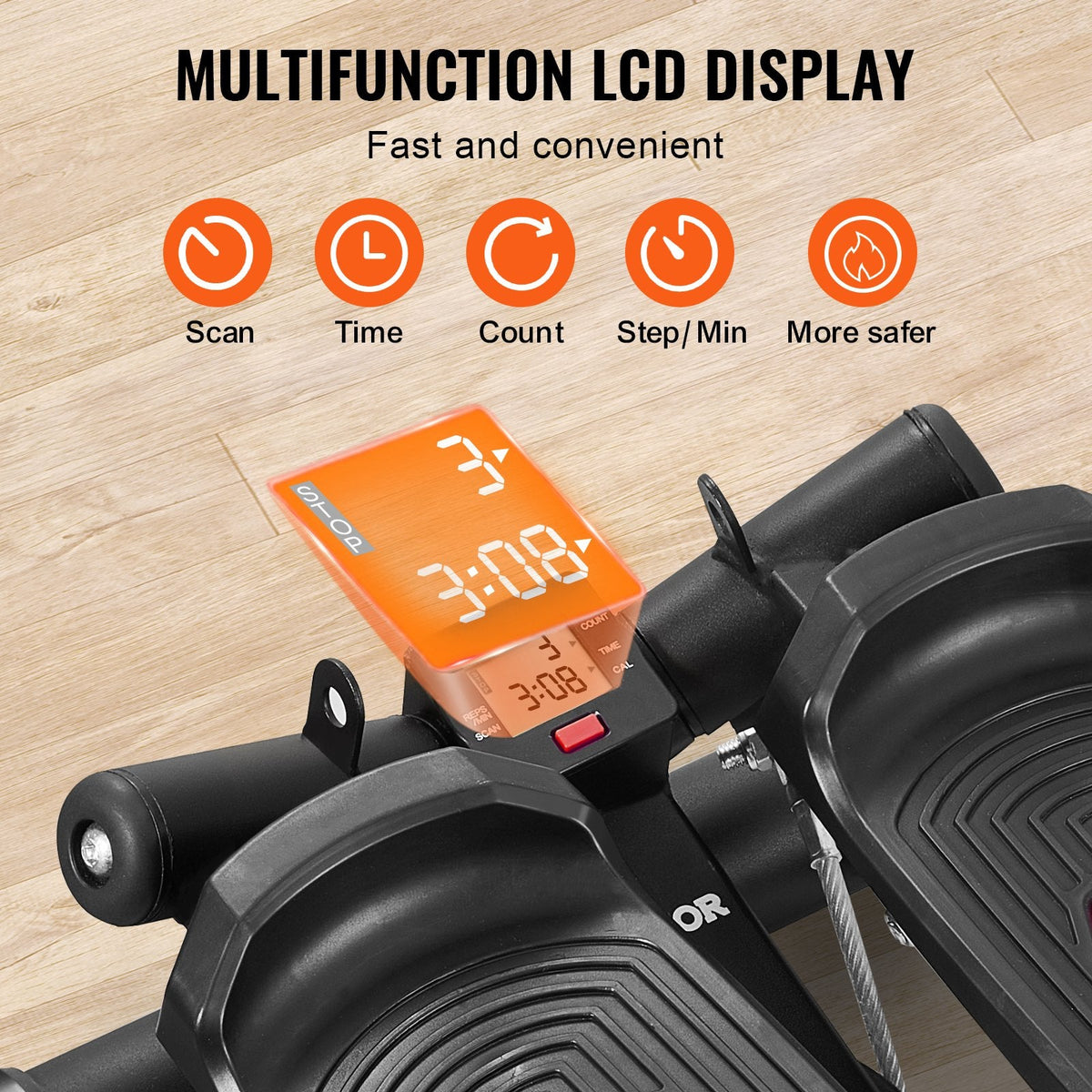 Stair Stepper, Mini Stepper For Exercise At Home, Hydraulic Fitness Twist Stepper With Resistance Bands, Full Body Workout Cardio Equipment, Stair Climber With LCD Monitor, 330LBS Load Capacity