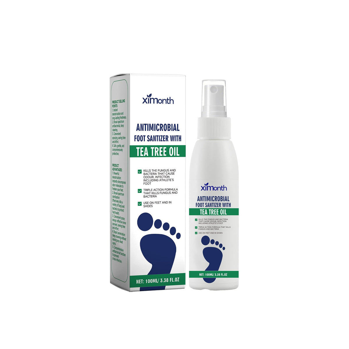 XIMONTH Antimicrobial Foot Sanitizer Spray With Tea Tree Oil