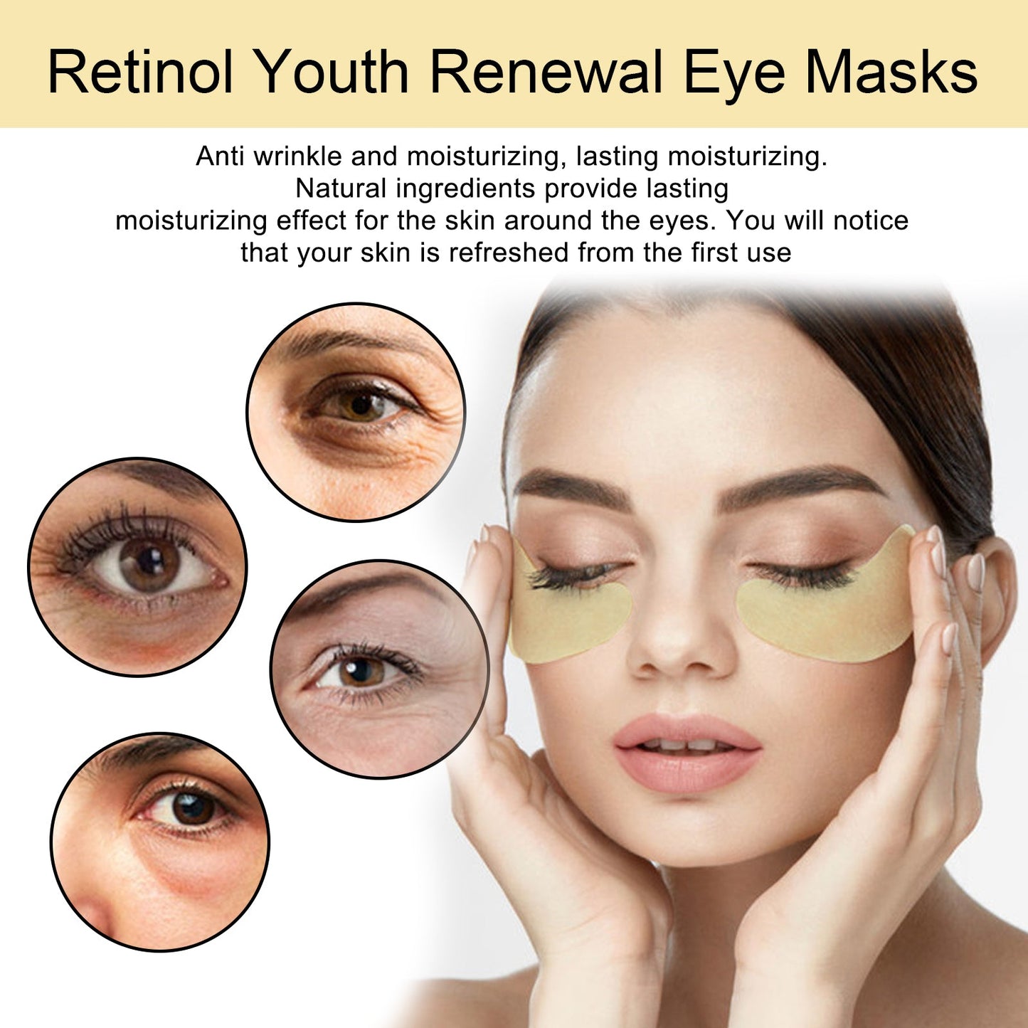 EELHOE Retinol Eye Mask, Lightening And Lifting Fine Lines Around Eyes Repair Dark Circles And Eye Bags Moisturizing Eye Mask