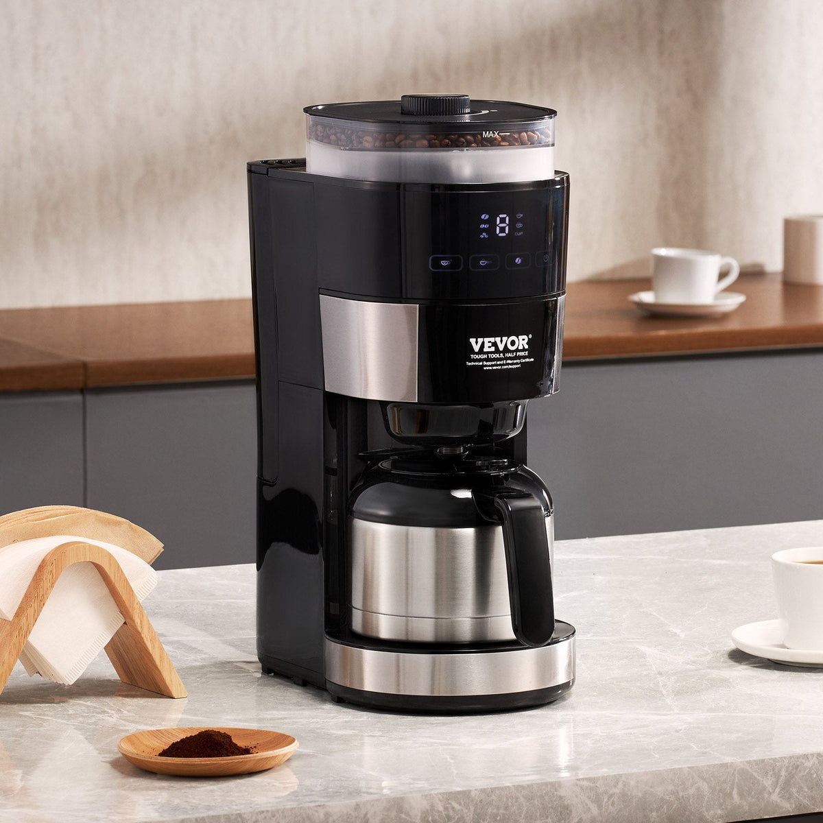 VEVOR 8-Cup Coffee Maker Drip Coffee Machine With 3 Brew Strength Control