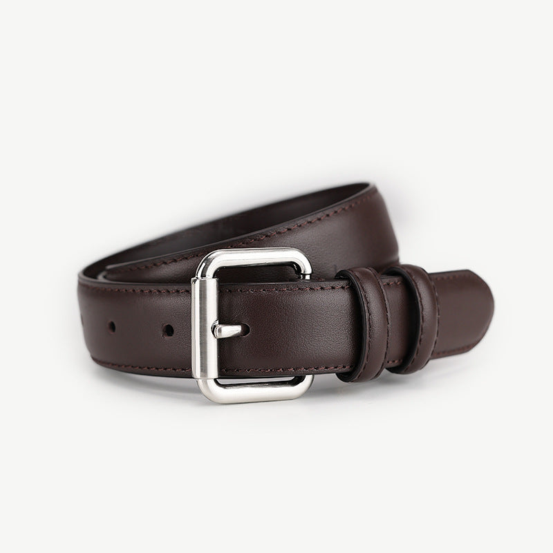 Classic Leather Belt with Buckle