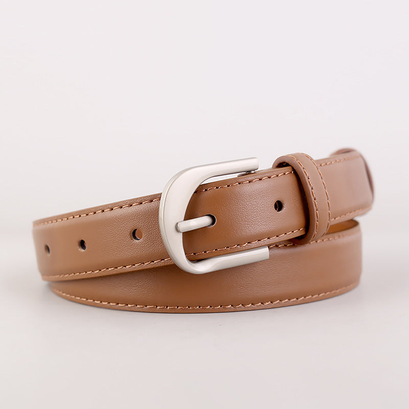 Slim Leather Adjustable Buckle Belt