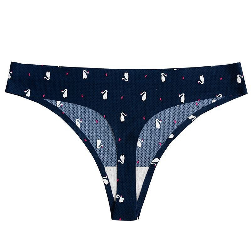 Printed Breathable One Piece Low Waist Thong Women
