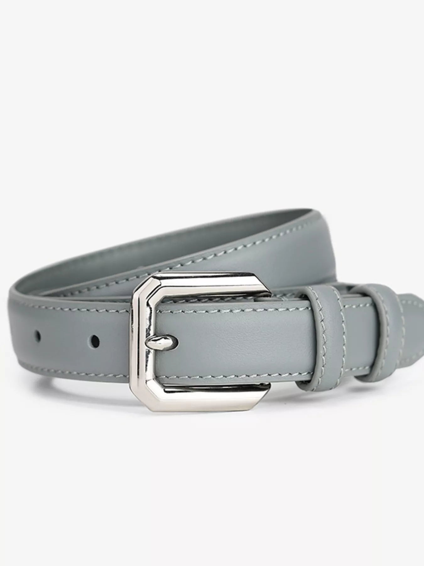 Classic Leather Belt with Silver Buckle