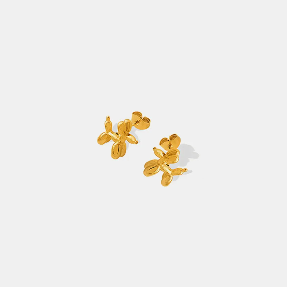 18K Gold-Plated Titanium Steel Puppy Shape Stud Earrings