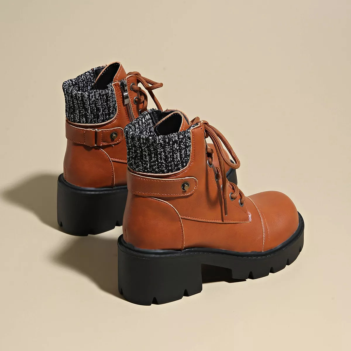 Round Toe Block Heels Boots