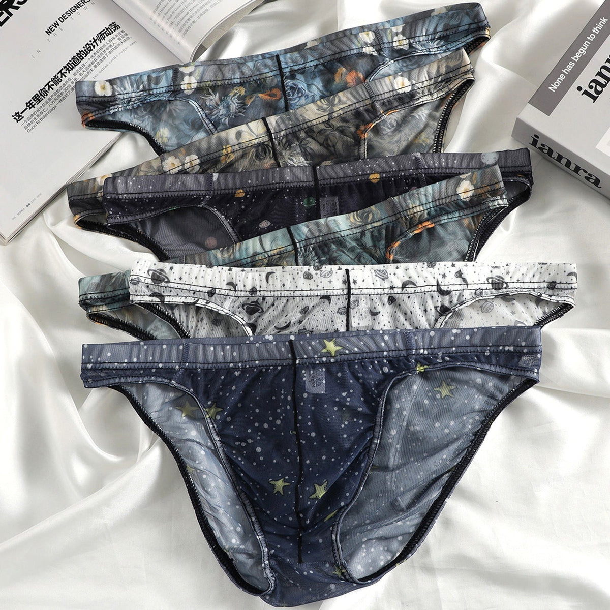 Ice Silk New-style Mens Briefs Personalized Print Breathable