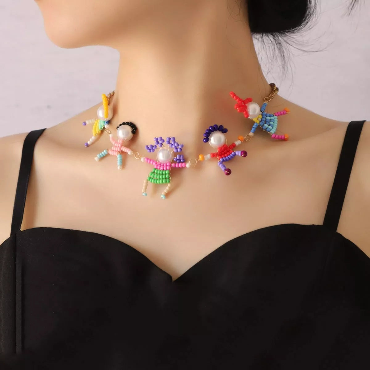 18K Gold-Plated Bead Charm Necklace