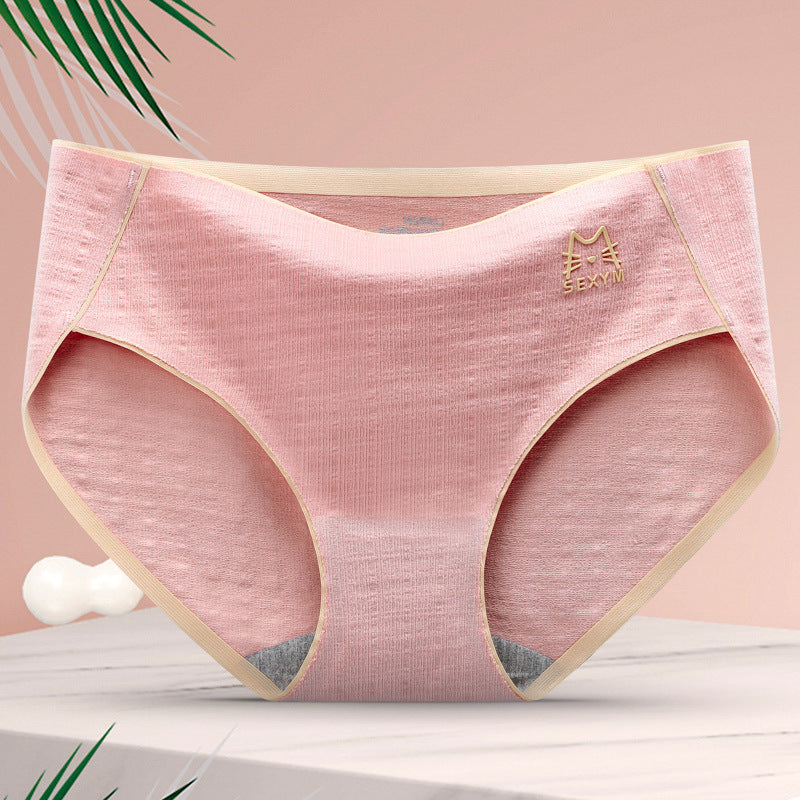Women's Pure Cotton Antibacterial Mid Waist Seamless Panties