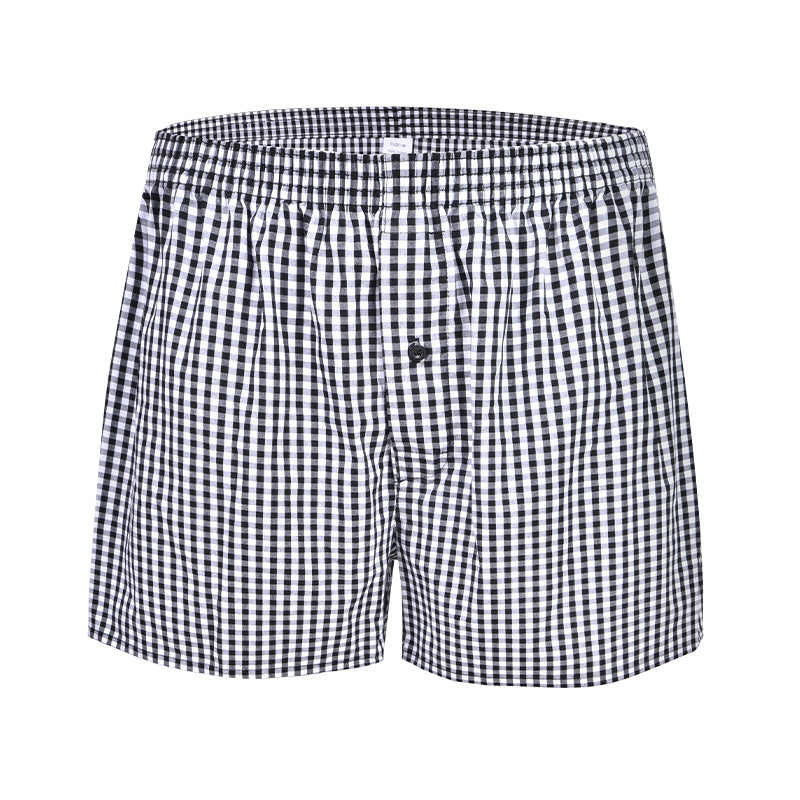 Men's Casual Loose Home Pants Plaid Shorts