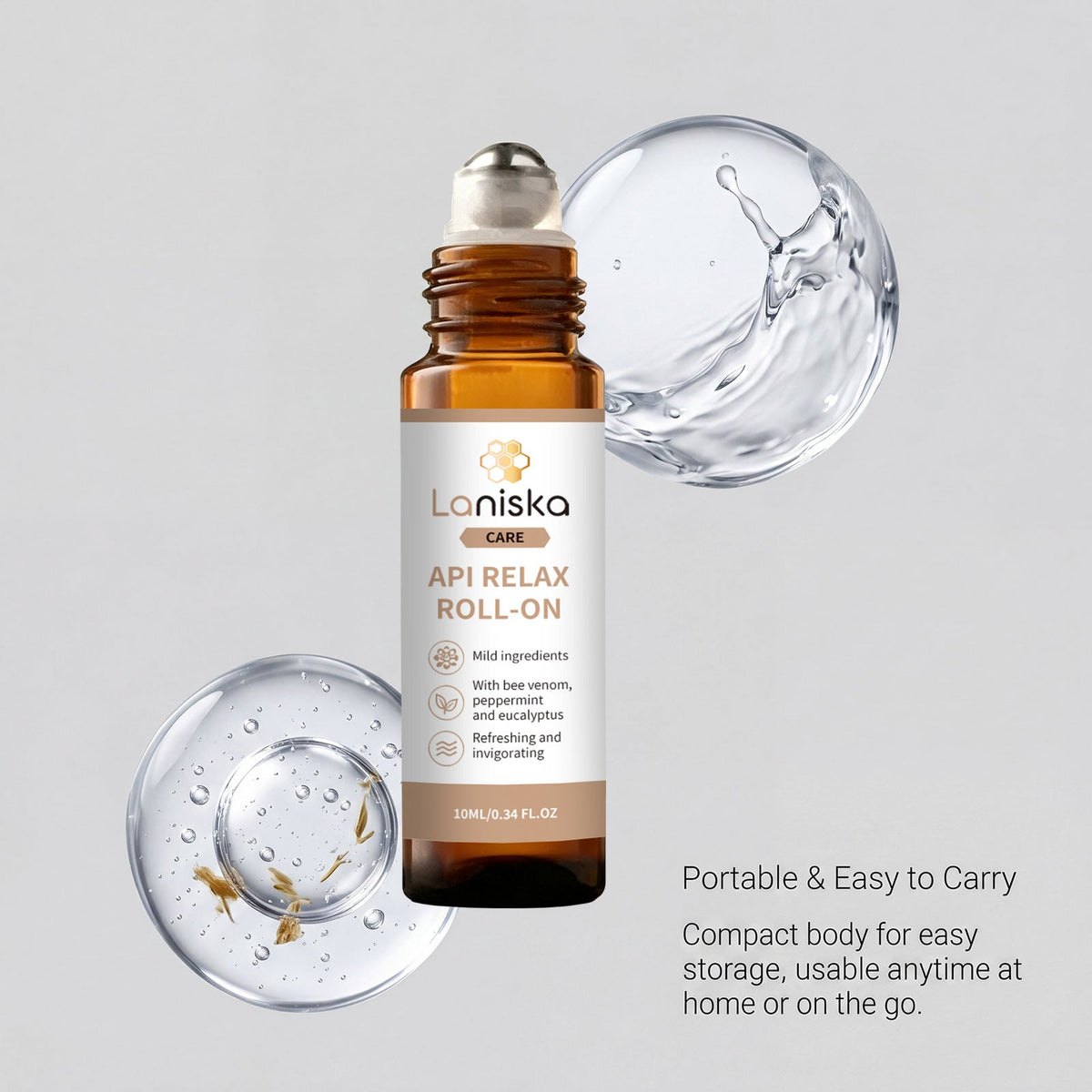 Laniska Relax Roll On Aromatherapy Oil, Mild Refreshing Non-Greasy Body Massage Roller Oil 10ml Travel Size