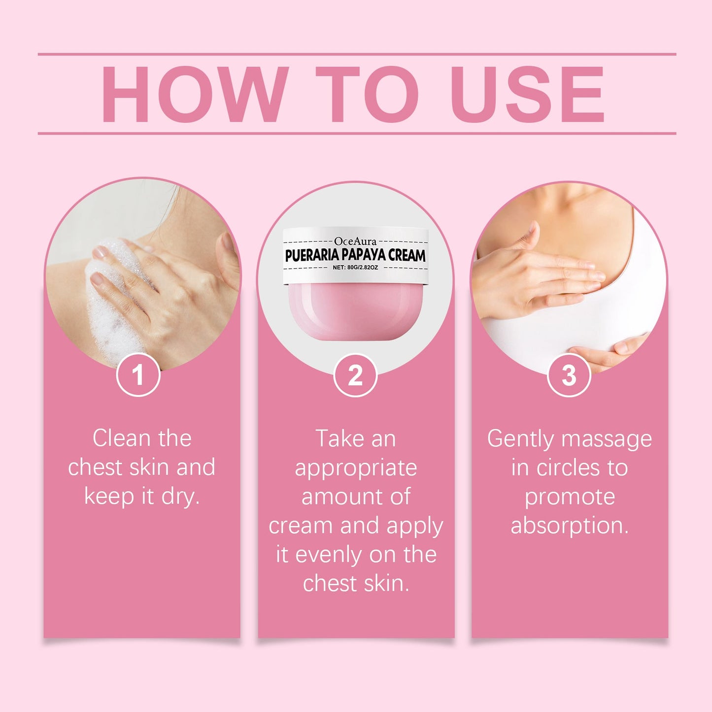 OceAura Pueraria Papaya Chest Care Moisturizing Moisturizing Elastic Firming Care Body Massage Cream