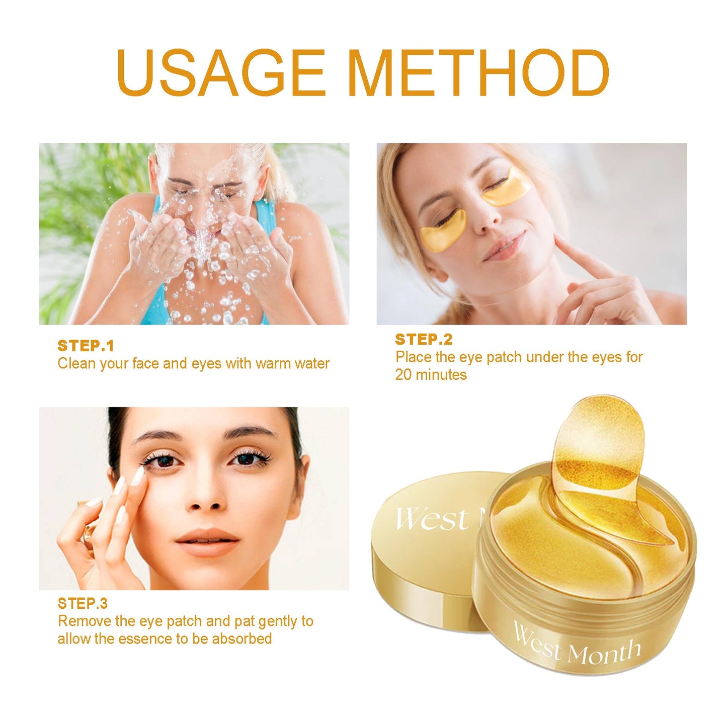 West&Month Gold Snail Eye Patch Hydrating Eye Patch Skin Care Around The Eyes