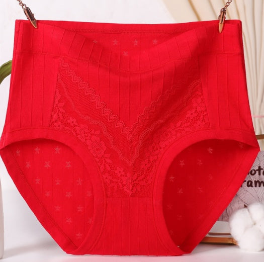 Bright Red Underwear Women's Middle-aged And Old Cotton Fabric