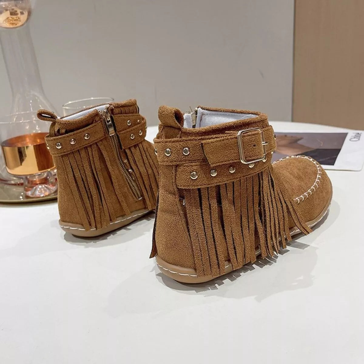 Fringe Round Toe Boots
