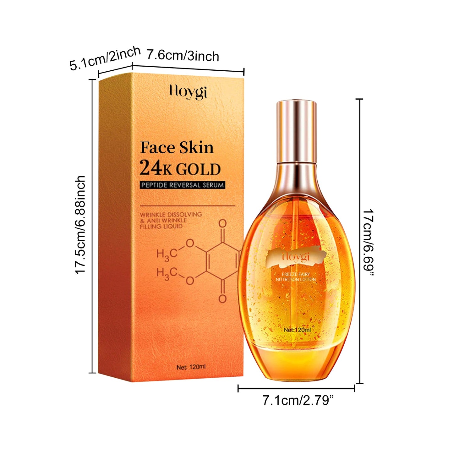 Hoygi 24k Gold Peptide Reversal Serum, Moisturizing Anti-wrinkle Firming And Anti-aging Essence