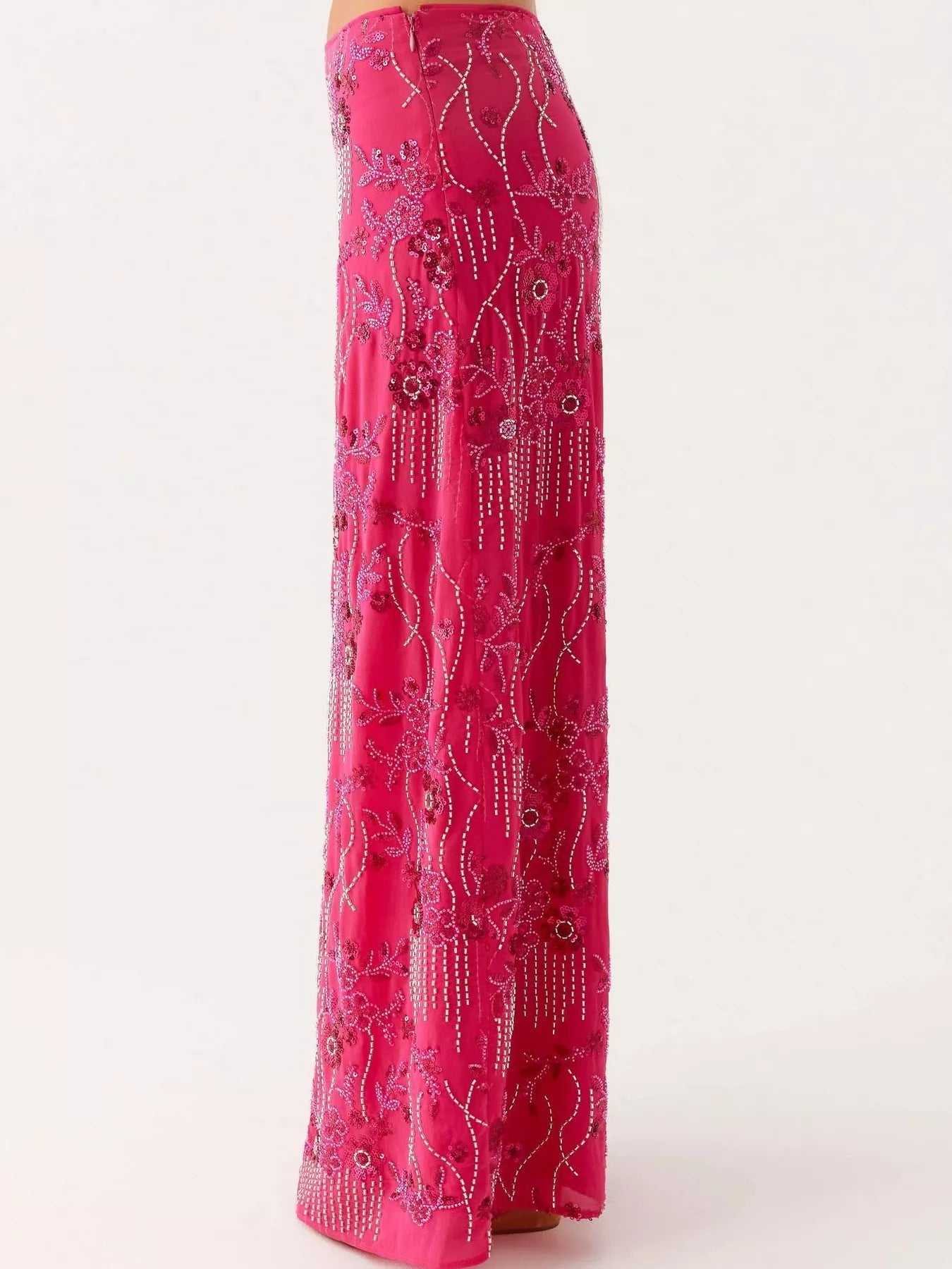 Embroidered Sequin Maxi Skirt