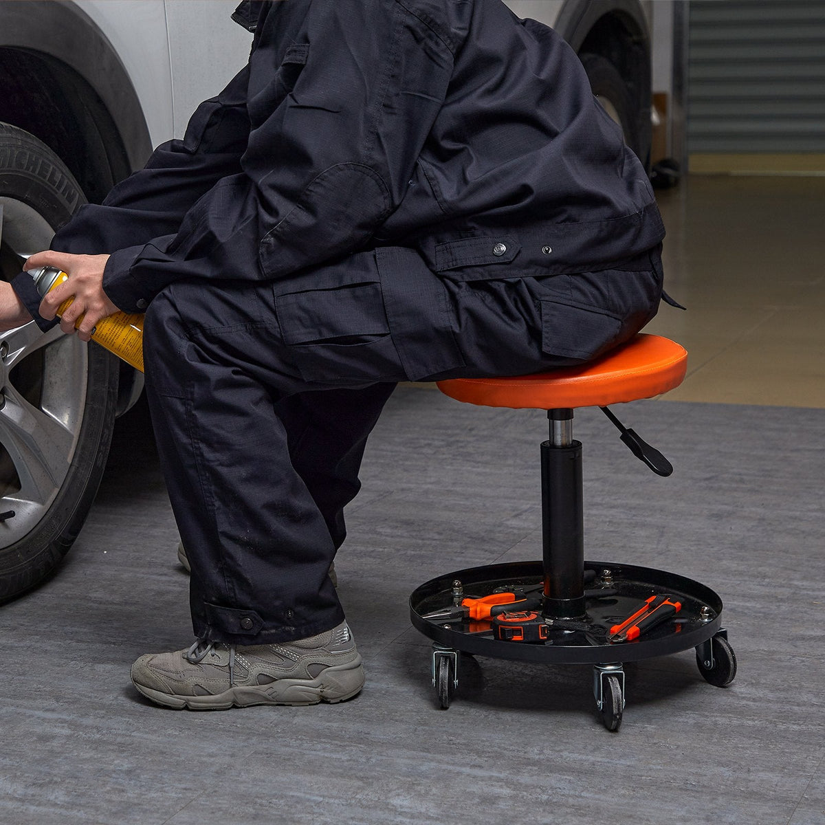 VEVOR Adjustable Mechanics Rolling Creeper Seat Stool Tool Tray For Shop Garage