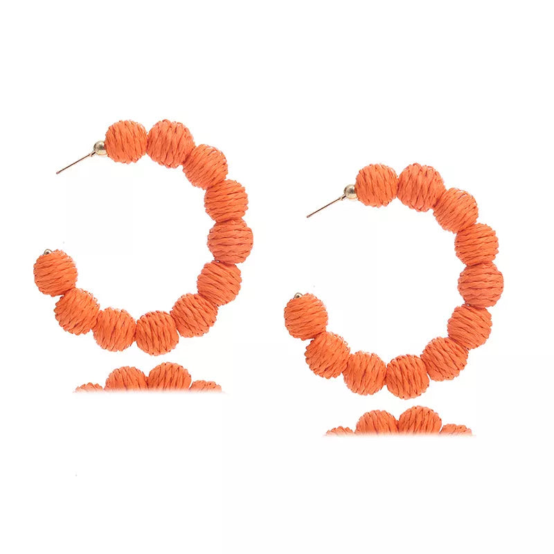 Raffia Grass C-Hoop Earrings