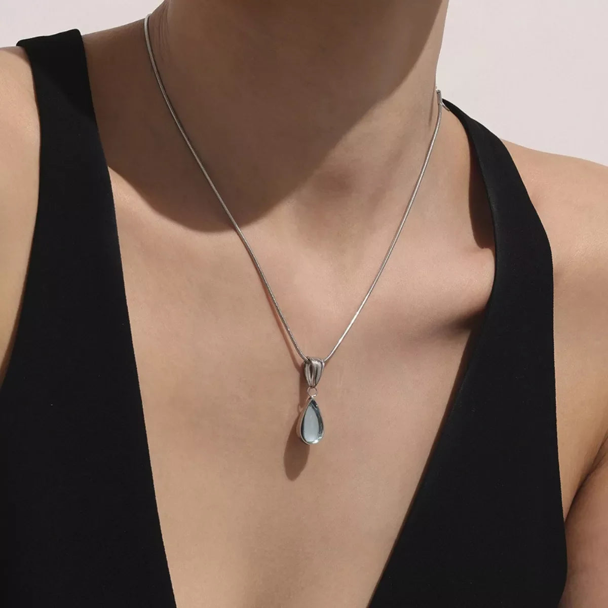 Stainless Steel Teardrop Necklace
