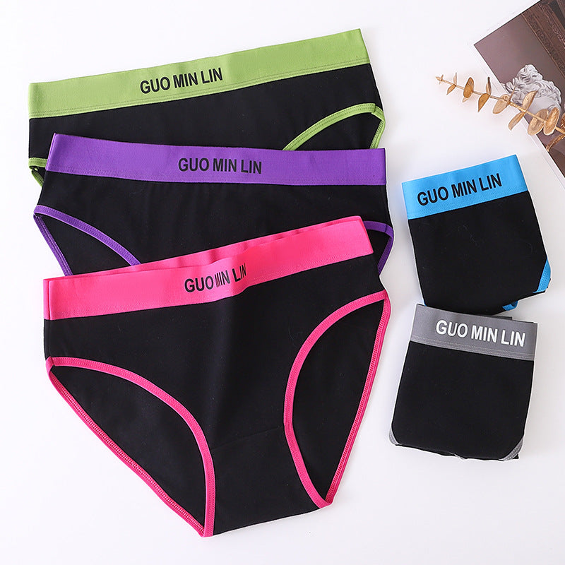 Cotton Women's Sports Mid-waist Letter Breathable Panties