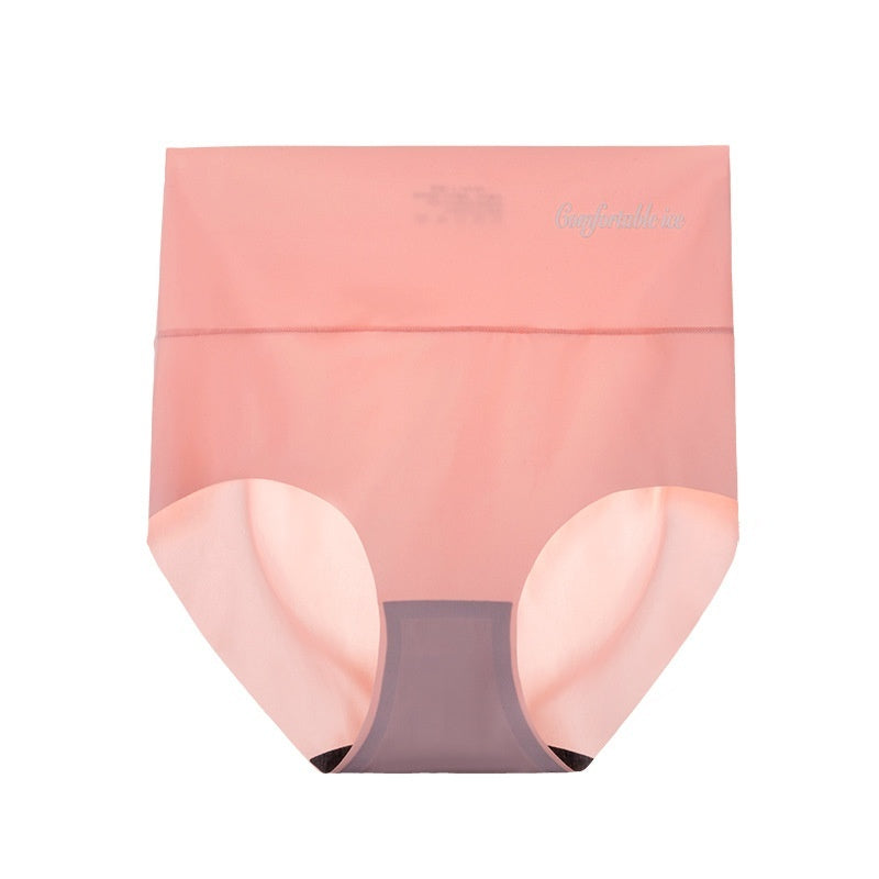 High Waist Ice Silk Seamless Panties Women's Belly Contracting And Hip Lifting