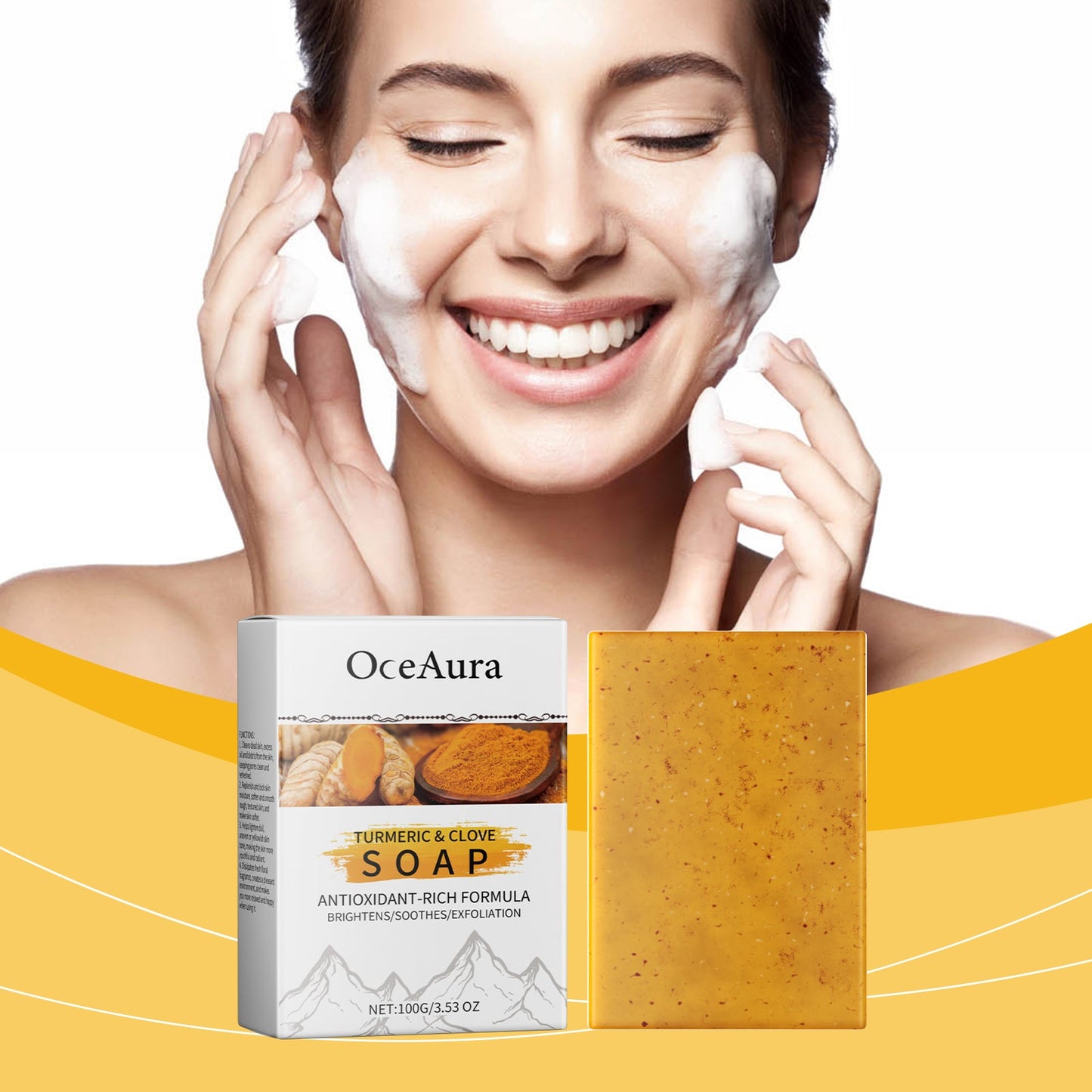 OceAura Turmeric Clove Essential Oil Soap, Moisturizes Facial Body Cleansing And Delicate Skin Flower Soap