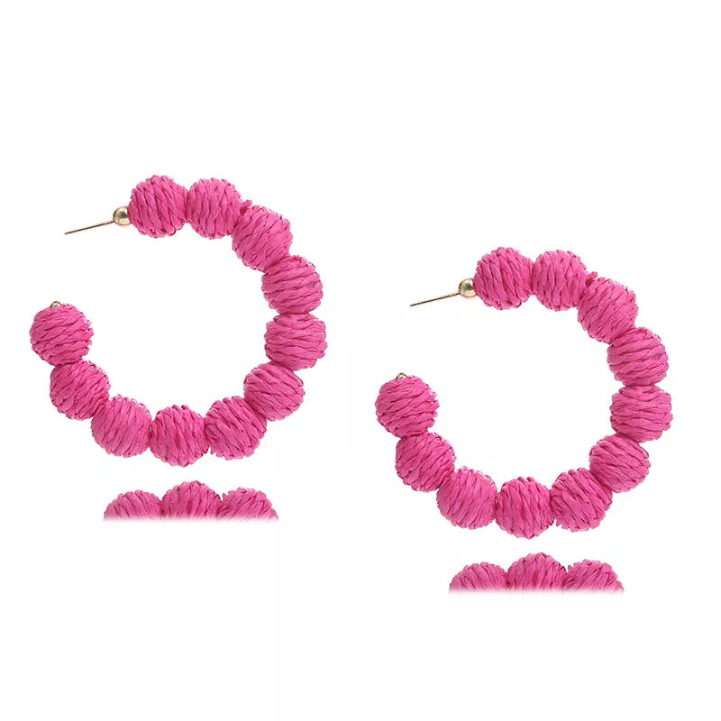 Raffia Grass C-Hoop Earrings