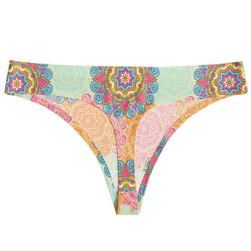 Printed Breathable One Piece Low Waist Thong Women