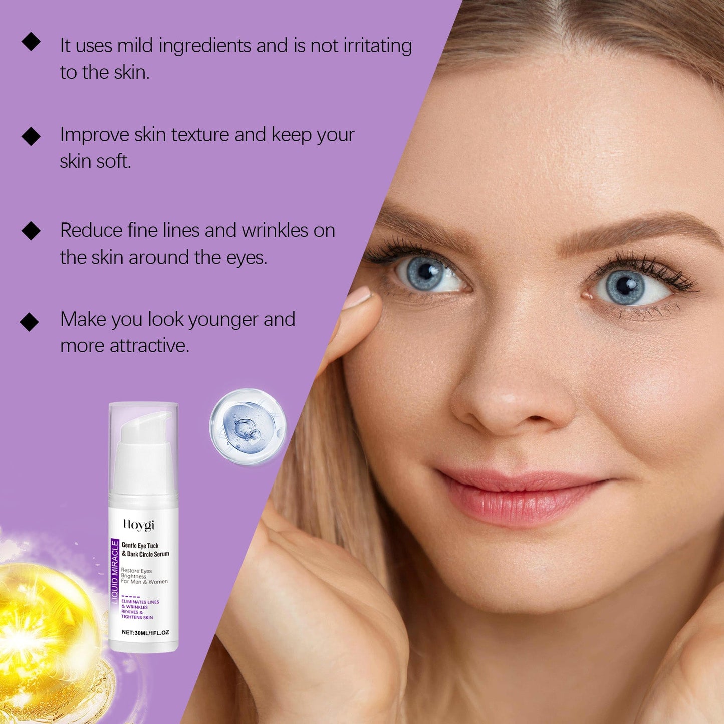 Hoygi Eye Serum Moisturizes Eye Skin Brightening, Hydrating And Moisturizing Daily Massage Treatment Serum