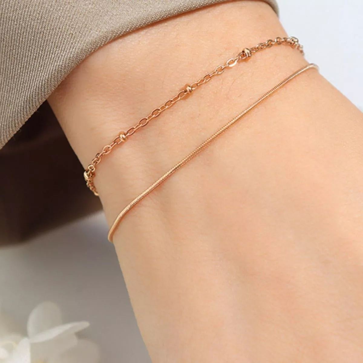 Titanium Steel Double Layered Bracelet